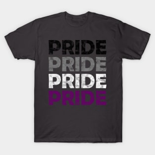 Asexual Pride Flag Colors Repeating Text Design T-Shirt
